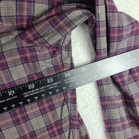 Faconnable Shirt Mens Large Blue Purple Gray Plaid Heritage Flannel Button Up - Picture 6 of 11